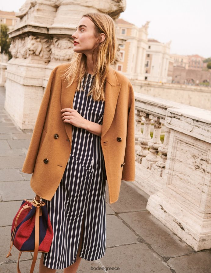 ναυτική και ιβουάρ κάθετη ρίγα είδη ένδυσης ριγέ ασύμμετρο midi φόρεμα Boden γυναίκες 464PH846