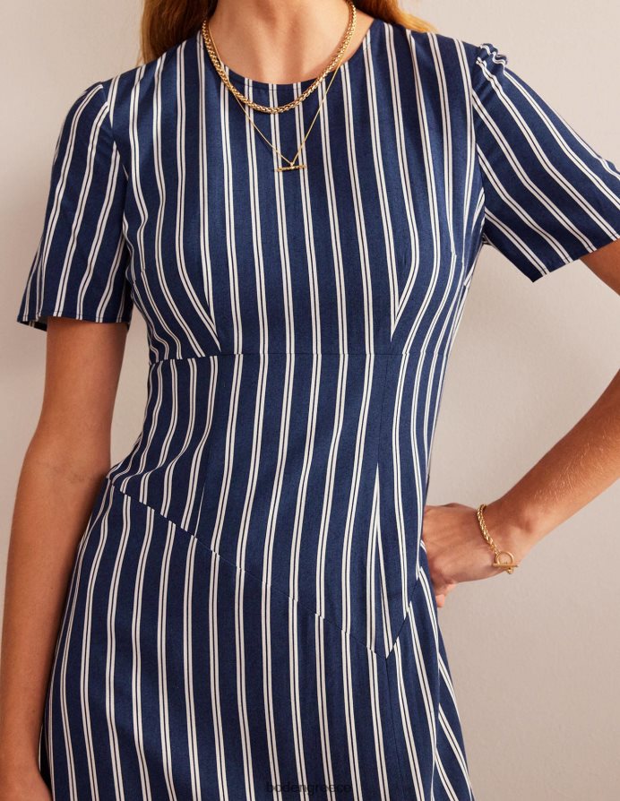 ναυτική και ιβουάρ κάθετη ρίγα είδη ένδυσης ριγέ ασύμμετρο midi φόρεμα Boden γυναίκες 464PH846