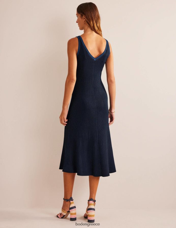 ΠΟΛΕΜΙΚΟ ΝΑΥΤΙΚΟ είδη ένδυσης midi φόρεμα πλεκτό με λαιμόκοψη Boden γυναίκες 464PH881