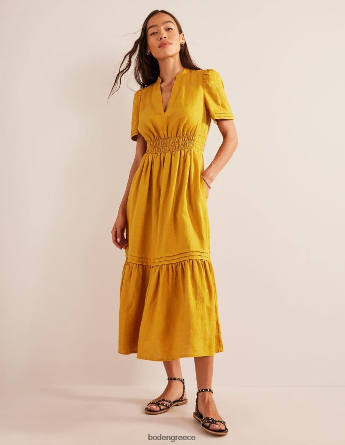 συγκομιδή χρυσού είδη ένδυσης midi φόρεμα με λεπτομέρεια pintuck Boden γυναίκες 464PH875