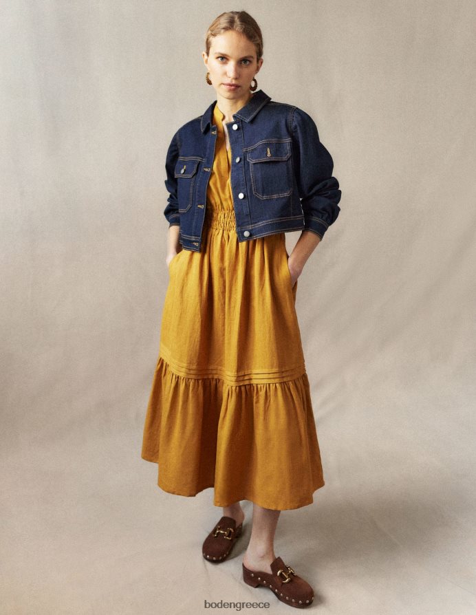 συγκομιδή χρυσού είδη ένδυσης midi φόρεμα με λεπτομέρεια pintuck Boden γυναίκες 464PH875