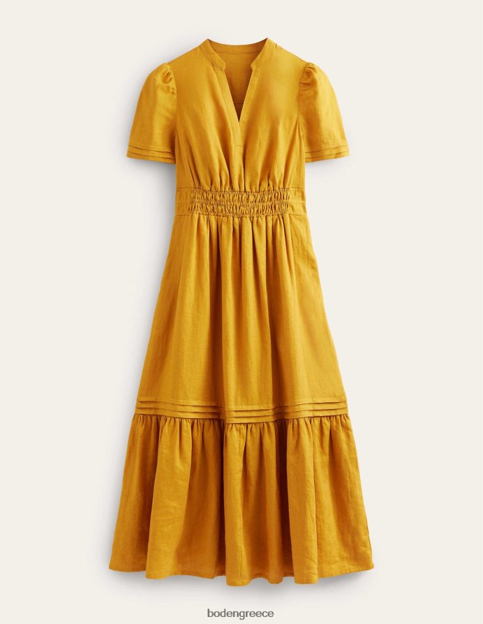 συγκομιδή χρυσού είδη ένδυσης midi φόρεμα με λεπτομέρεια pintuck Boden γυναίκες 464PH875