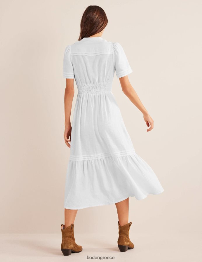 άσπρο είδη ένδυσης midi φόρεμα με λεπτομέρεια pintuck Boden γυναίκες 464PH889