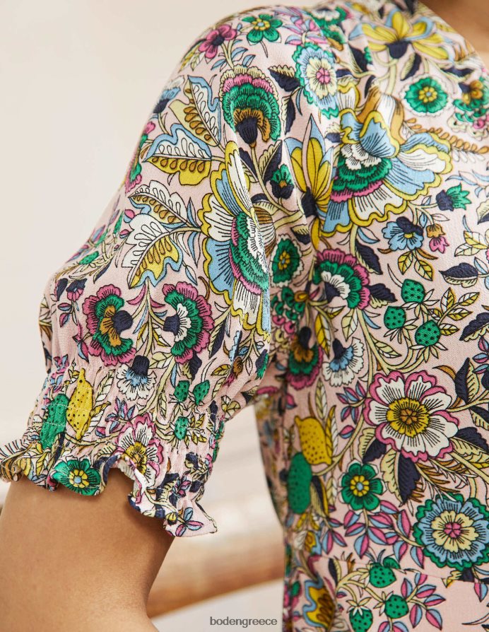 milkshake & tropic meadow είδη ένδυσης midi φόρεμα τσαγιού με λαιμόκοψη Boden γυναίκες 464PH82401