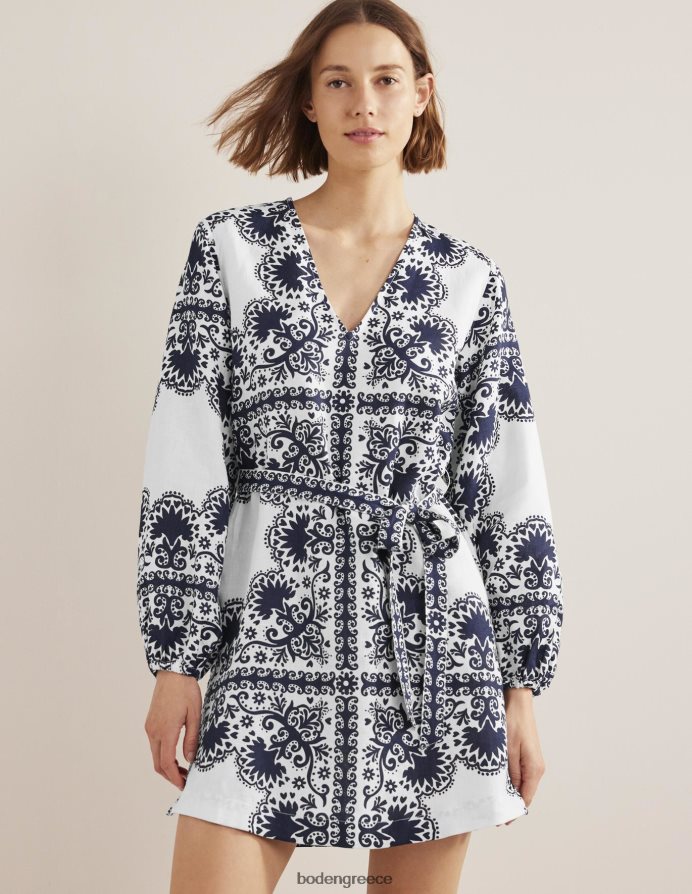 ναυτικό & milos βεράντα είδη ένδυσης v-neck δέσιμο μέσης μίνι καφτάνι Boden γυναίκες 464PH81184