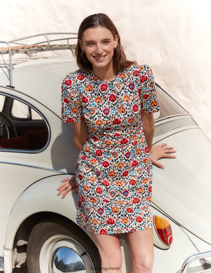 πολλαπλή & μαγευτική άνθιση είδη ένδυσης βαμβακερό mini shift φόρεμα Boden γυναίκες 464PH81140