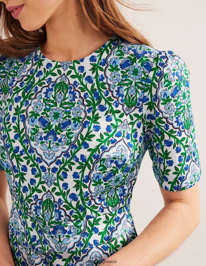 βεράντα με λιναρόσπορο και αμπέλου είδη ένδυσης βαμβακερό mini shift φόρεμα Boden γυναίκες 464PH82111