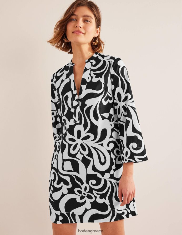 μαύρο & ανθισμένο γαλάζιο είδη ένδυσης mini shift φόρεμα με εγκοπή Boden γυναίκες 464PH82147