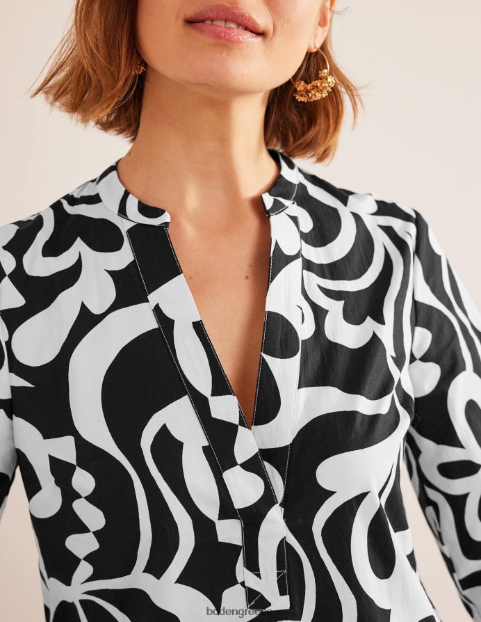 μαύρο & ανθισμένο γαλάζιο είδη ένδυσης mini shift φόρεμα με εγκοπή Boden γυναίκες 464PH82147