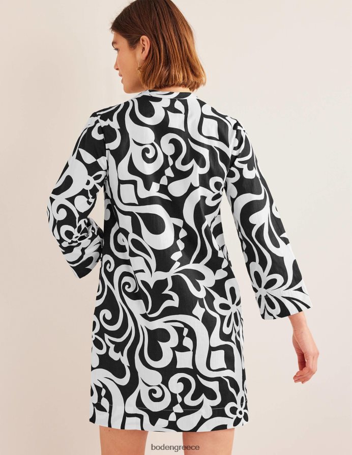 μαύρο & ανθισμένο γαλάζιο είδη ένδυσης mini shift φόρεμα με εγκοπή Boden γυναίκες 464PH82147