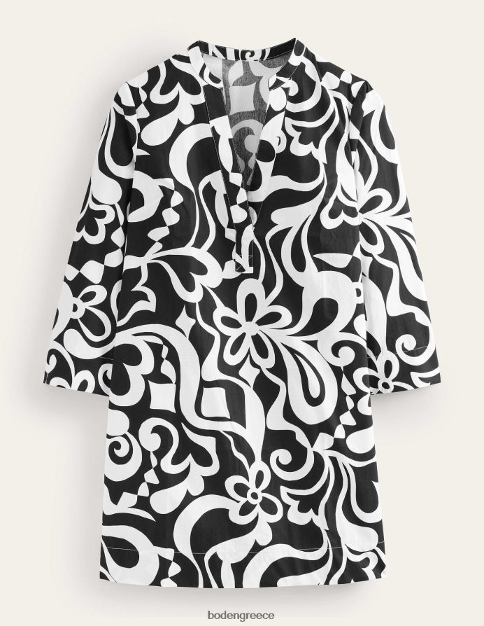 μαύρο & ανθισμένο γαλάζιο είδη ένδυσης mini shift φόρεμα με εγκοπή Boden γυναίκες 464PH82147