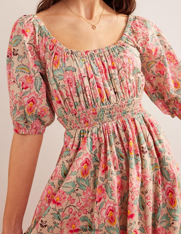 multi & γαρδένια δίνη είδη ένδυσης μάξι φόρεμα με λαιμόκοψη Boden γυναίκες 464PH81048