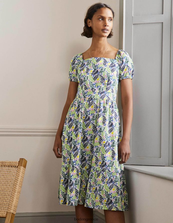 φύλλωμα multi & λεμονιού είδη ένδυσης Φόρεμα με τετράγωνο λαιμό Boden γυναίκες 464PH82427