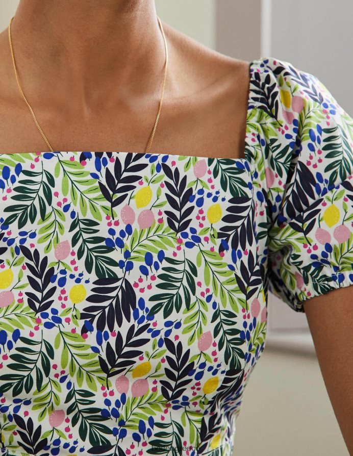 φύλλωμα multi & λεμονιού είδη ένδυσης Φόρεμα με τετράγωνο λαιμό Boden γυναίκες 464PH82427