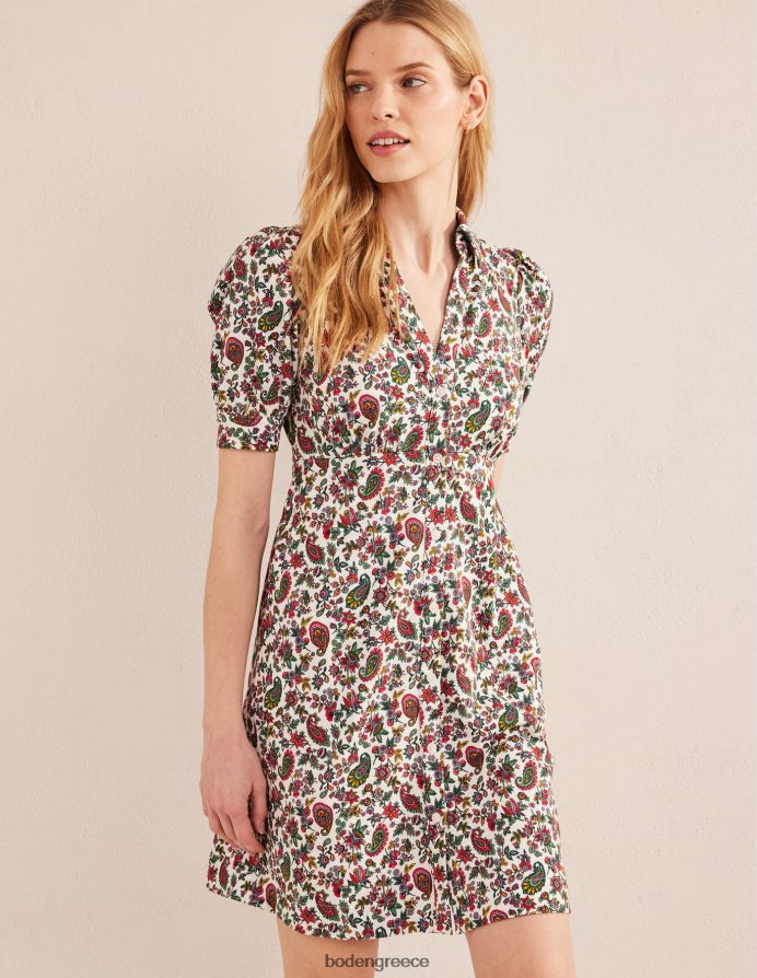 multi & dandelion paisley είδη ένδυσης Μίνι φόρεμα τσαγιού ζέρσεϊ με κουμπί Boden γυναίκες 464PH81074