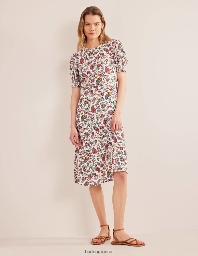multi & dandelion paisley είδη ένδυσης κοντομάνικο μίντι φόρεμα Boden γυναίκες 464PH81122