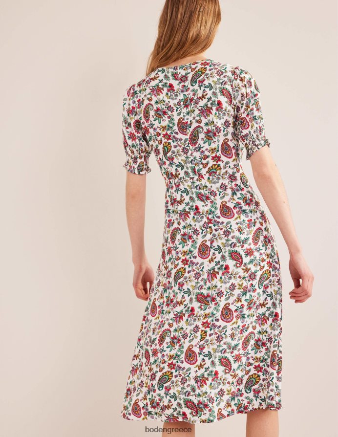 multi & dandelion paisley είδη ένδυσης κοντομάνικο μίντι φόρεμα Boden γυναίκες 464PH81122