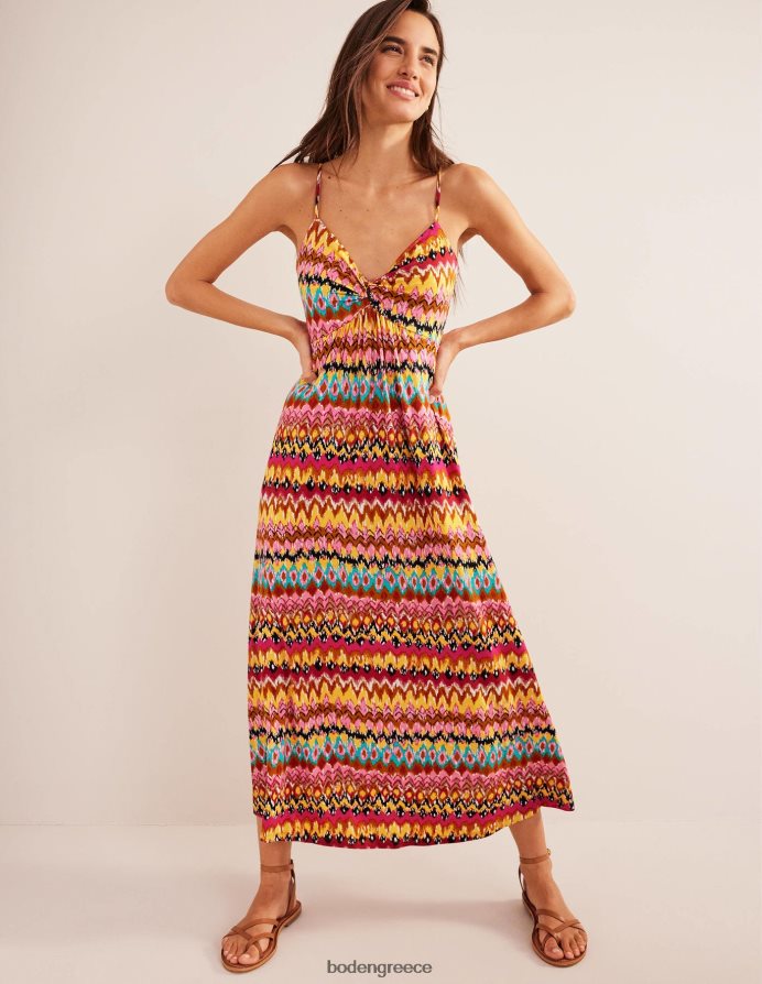 multi & ανάγλυφη ikat είδη ένδυσης Ζέρσεϊ μάξι φόρεμα με τιράντες Boden γυναίκες 464PH81270