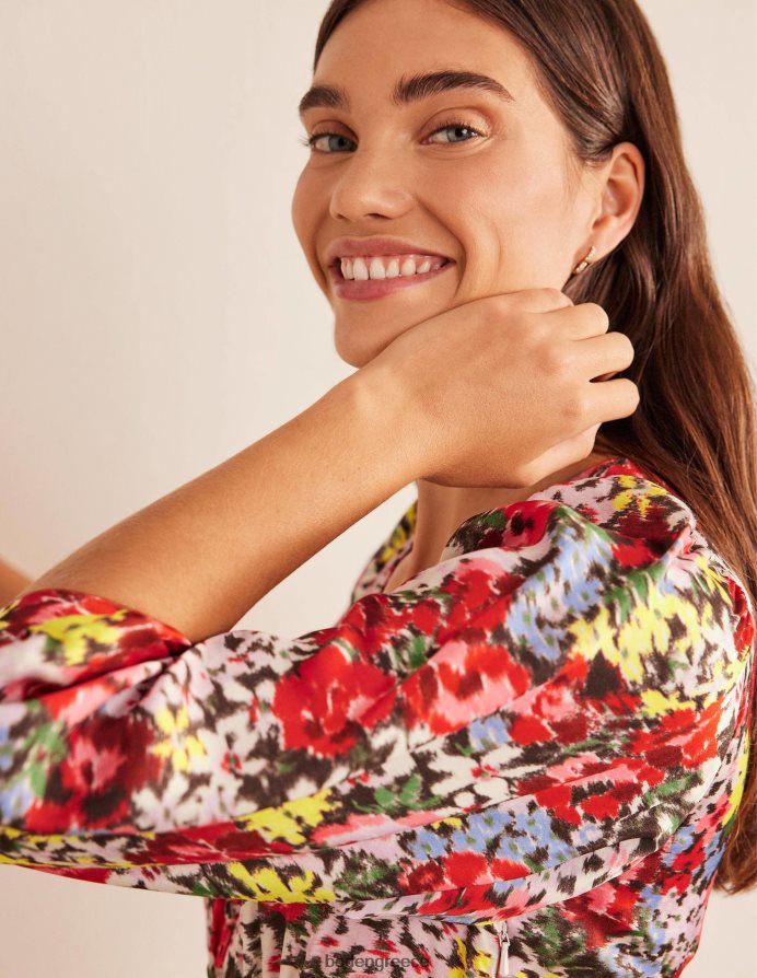 άνθιση multi & moire είδη ένδυσης Σατέν φόρεμα τσαγιού με λεπτομέρεια Boden γυναίκες 464PH81257