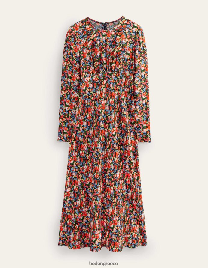 multi & peony pop είδη ένδυσης midi φόρεμα τσαγιού με λαιμόκοψη Boden γυναίκες 464PH81370
