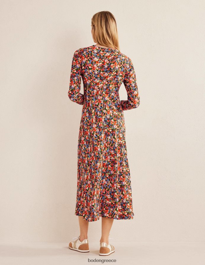 multi & peony pop είδη ένδυσης midi φόρεμα τσαγιού με λαιμόκοψη Boden γυναίκες 464PH81370