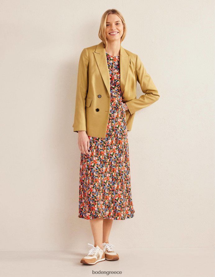 multi & peony pop είδη ένδυσης midi φόρεμα τσαγιού με λαιμόκοψη Boden γυναίκες 464PH81370