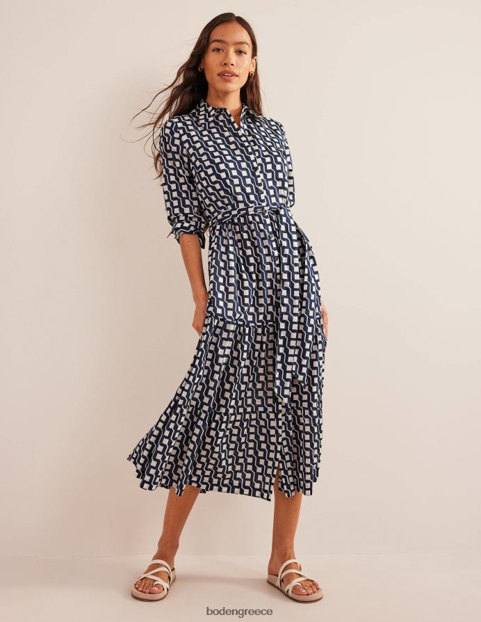 navy & cube geo είδη ένδυσης βαμβακερό μάξι φόρεμα σε επίπεδα Boden γυναίκες 464PH832