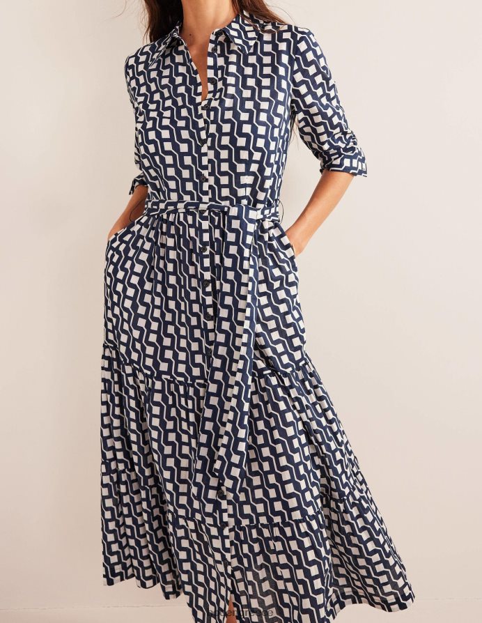 navy & cube geo είδη ένδυσης βαμβακερό μάξι φόρεμα σε επίπεδα Boden γυναίκες 464PH832