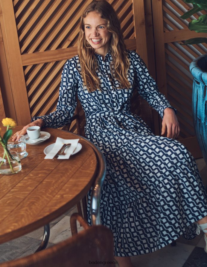 navy & cube geo είδη ένδυσης βαμβακερό μάξι φόρεμα σε επίπεδα Boden γυναίκες 464PH832