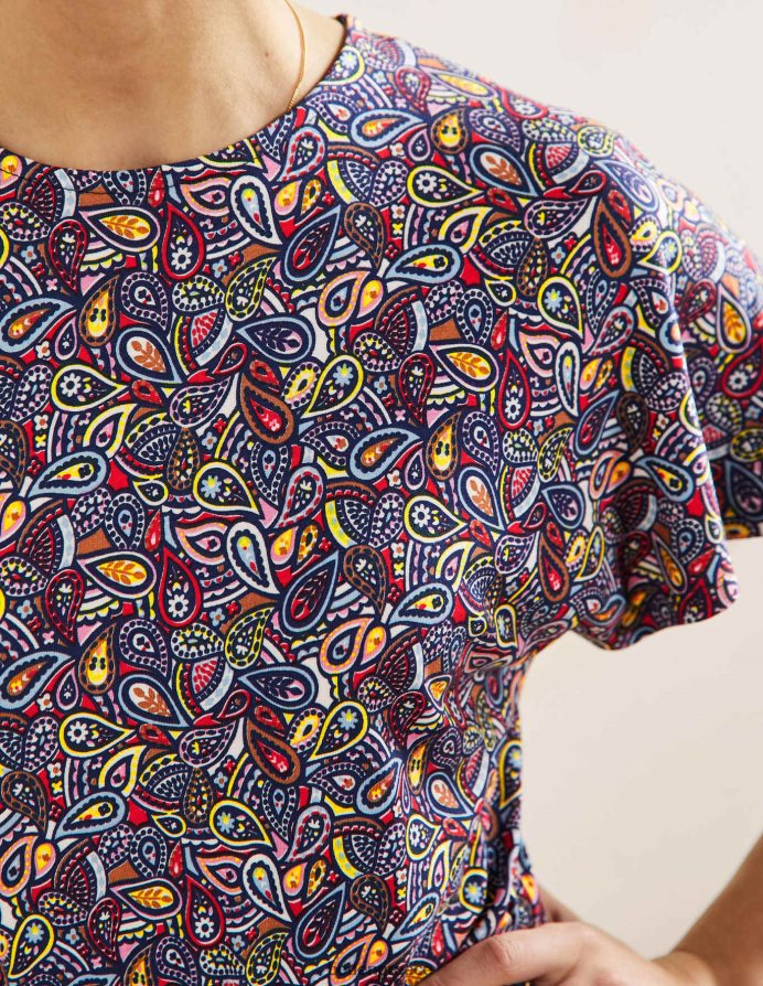 navy ρουζ paisley είδη ένδυσης φόρεμα ζέρσεϊ με φτερούγισμα Boden γυναίκες 464PH82403