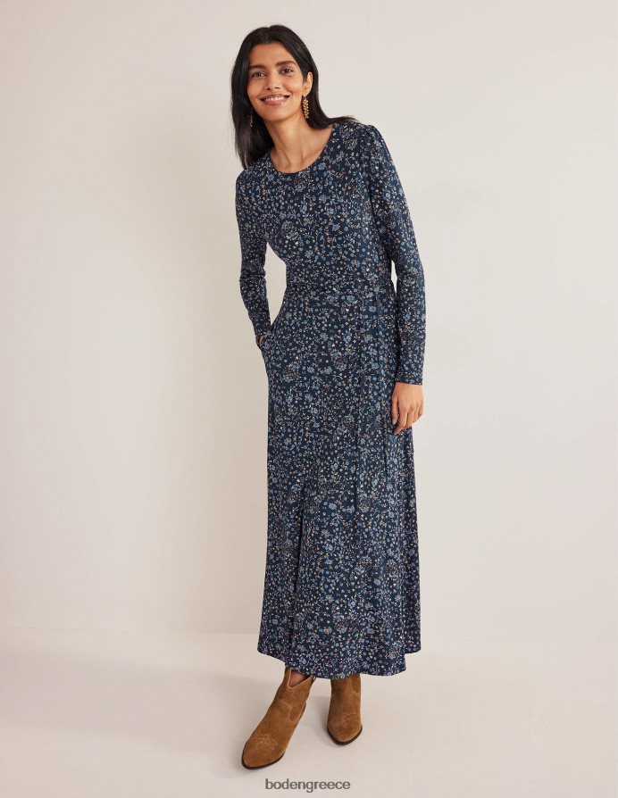 navy & wildflower paisley είδη ένδυσης λεπτομέρεια φούστα τζέρσεϊ μίντι φόρεμα Boden γυναίκες 464PH82539