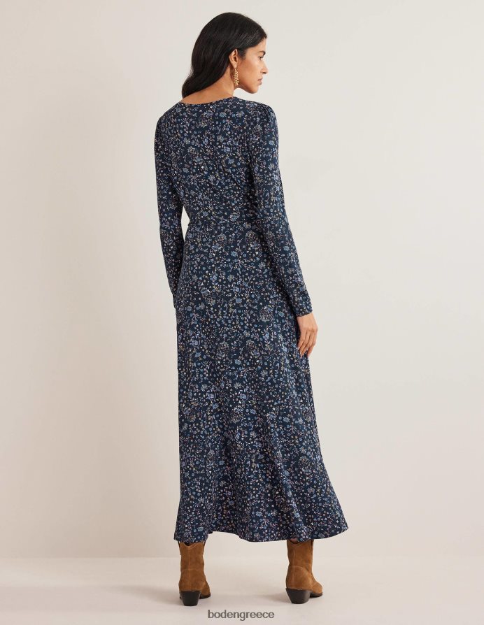 navy & wildflower paisley είδη ένδυσης λεπτομέρεια φούστα τζέρσεϊ μίντι φόρεμα Boden γυναίκες 464PH82539