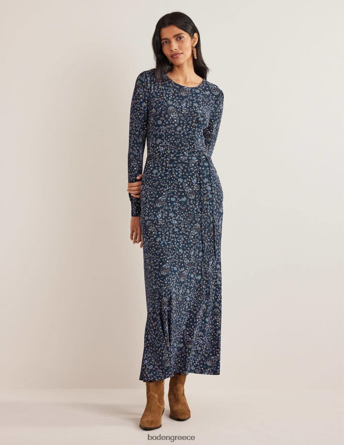 navy & wildflower paisley είδη ένδυσης λεπτομέρεια φούστα τζέρσεϊ μίντι φόρεμα Boden γυναίκες 464PH82539