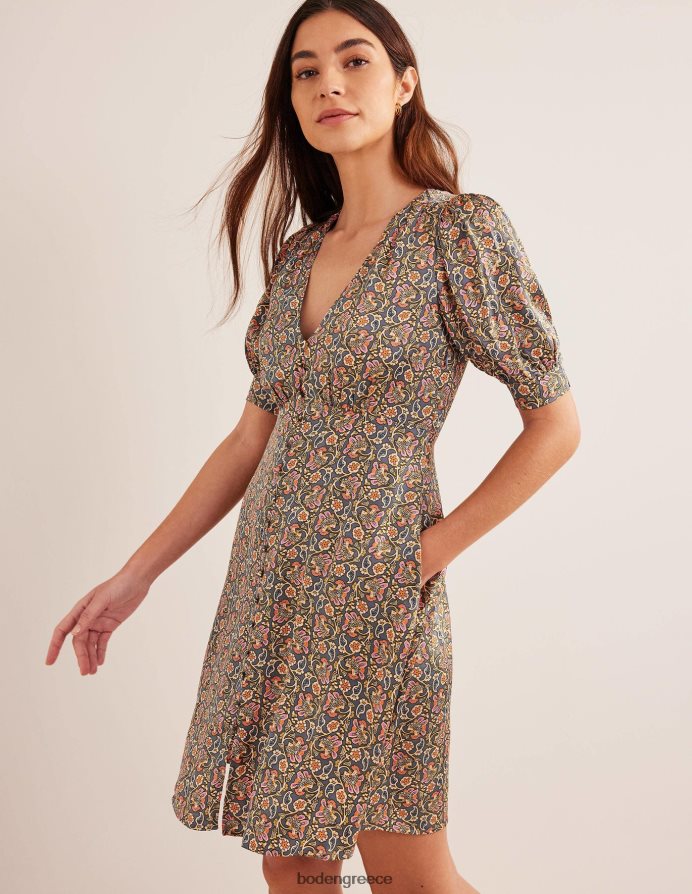 nightshadow & block paisley είδη ένδυσης σατέν φόρεμα τσαγιού Boden γυναίκες 464PH81163