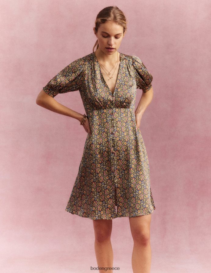 nightshadow & block paisley είδη ένδυσης σατέν φόρεμα τσαγιού Boden γυναίκες 464PH81163