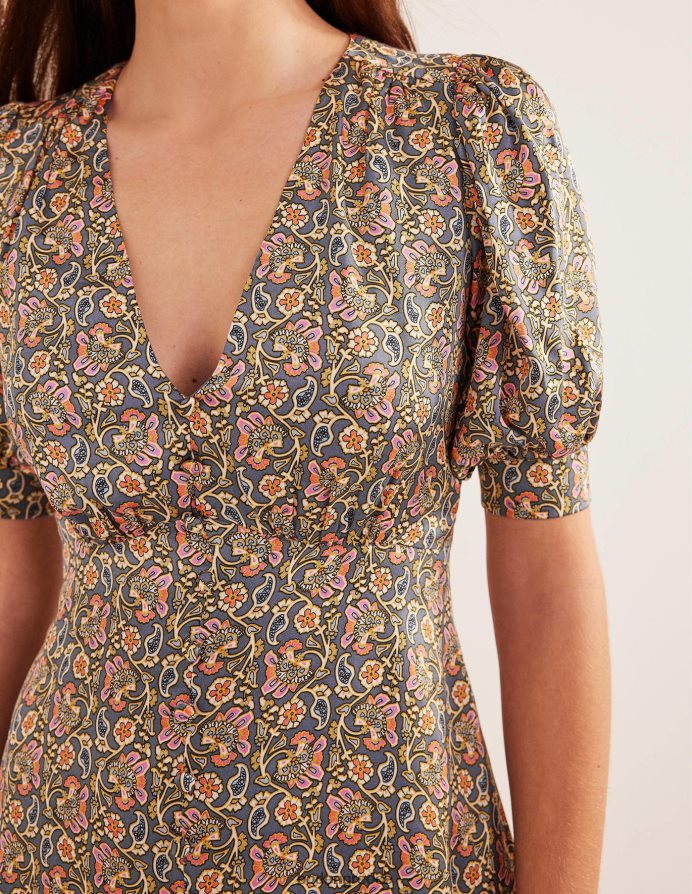 nightshadow & block paisley είδη ένδυσης σατέν φόρεμα τσαγιού Boden γυναίκες 464PH81163