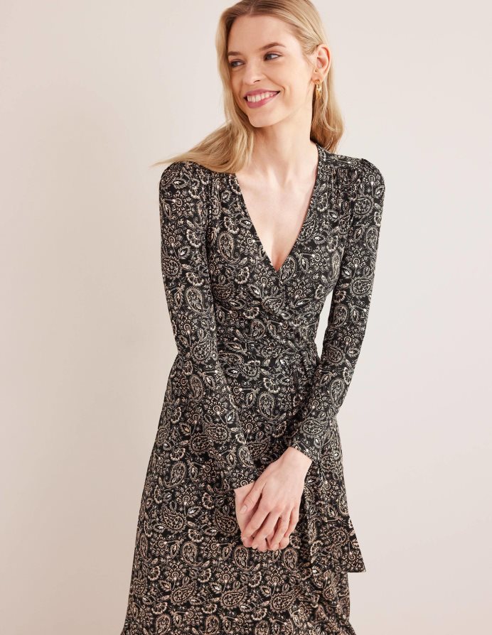 βεράντα μαύρο & paisley είδη ένδυσης μάξι φόρεμα με τζέρσεϊ Boden γυναίκες 464PH81237