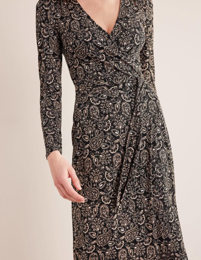 βεράντα μαύρο & paisley είδη ένδυσης μάξι φόρεμα με τζέρσεϊ Boden γυναίκες 464PH81237