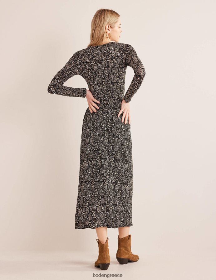 βεράντα μαύρο & paisley είδη ένδυσης μάξι φόρεμα με τζέρσεϊ Boden γυναίκες 464PH81237