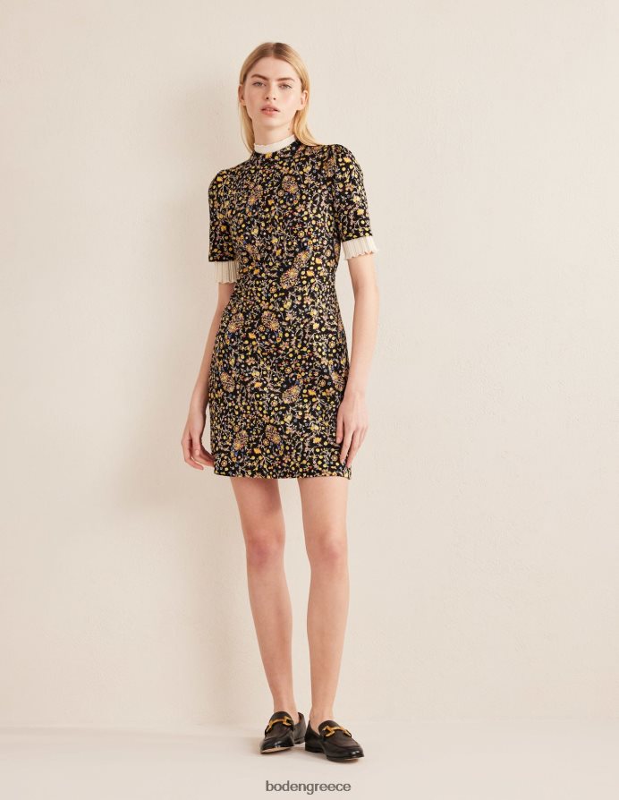 μαύρο & αγριολούλουδο paisley είδη ένδυσης Μίνι φόρεμα ζέρσεϊ Boden γυναίκες 464PH81346