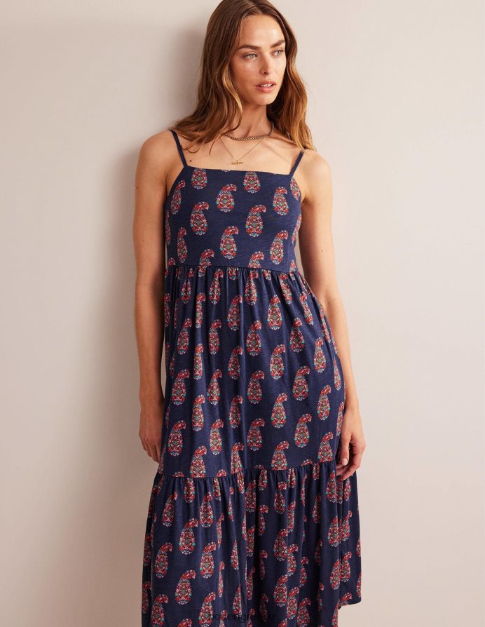 ελαφρύ ναυτικό & γλυκό paisley είδη ένδυσης μίντι φόρεμα με τιράντες Boden γυναίκες 464PH81532