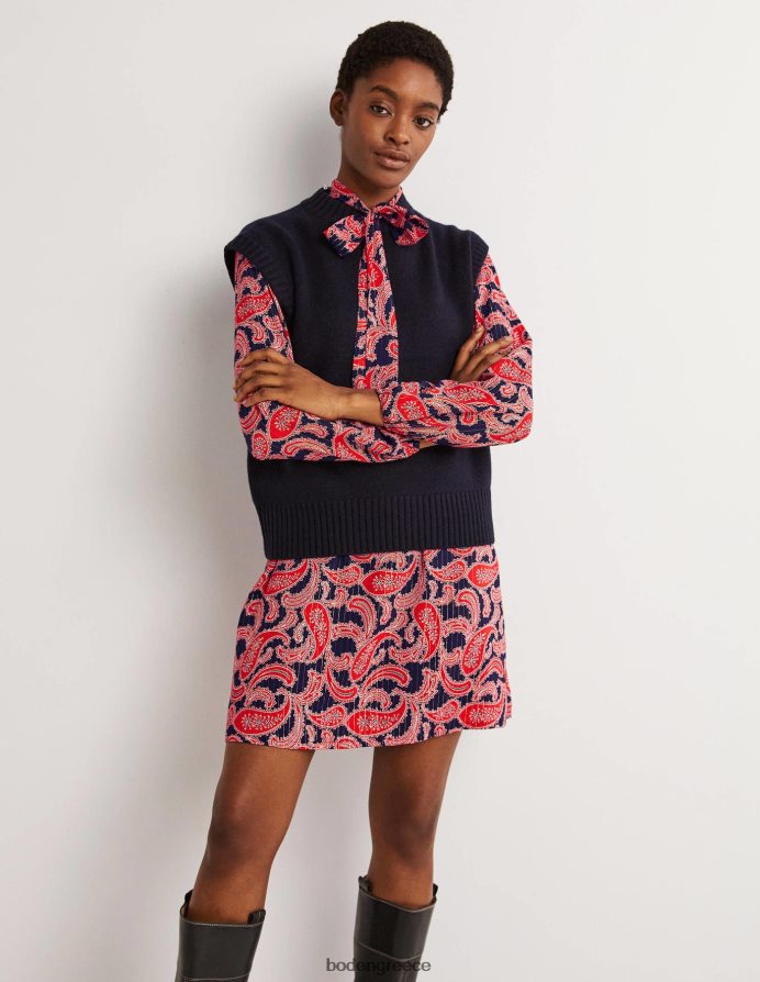 σύμπλεγμα κόκκινο & paisley είδη ένδυσης Μίνι φόρεμα με λαιμόκοψη Boden γυναίκες 464PH81685