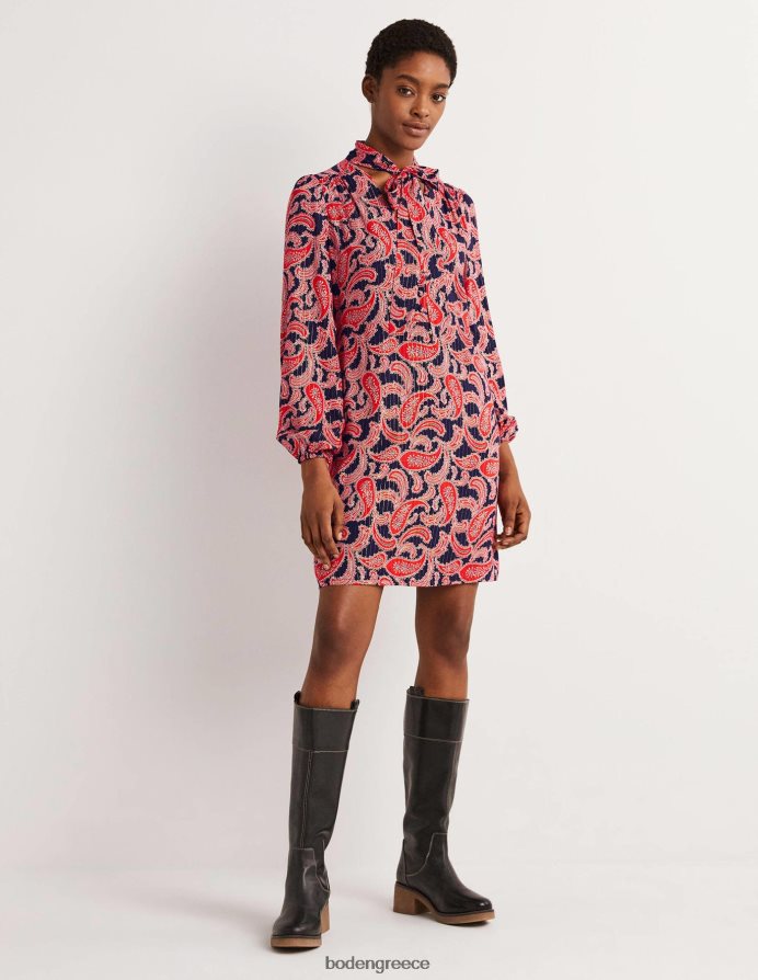σύμπλεγμα κόκκινο & paisley είδη ένδυσης Μίνι φόρεμα με λαιμόκοψη Boden γυναίκες 464PH81685
