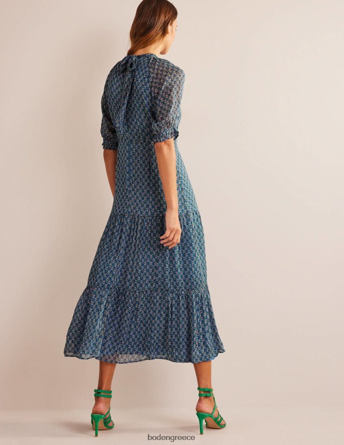 μίσχο μπλε & paisley είδη ένδυσης maxi φόρεμα με λαιμόκοψη Boden γυναίκες 464PH8583