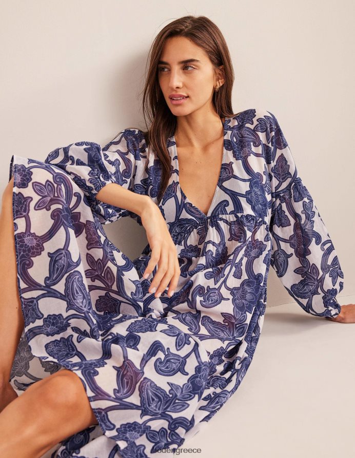 μπλε κορδέλα & paisley δίνη είδη ένδυσης maxi empire beach καφτάνι Boden γυναίκες 464PH872