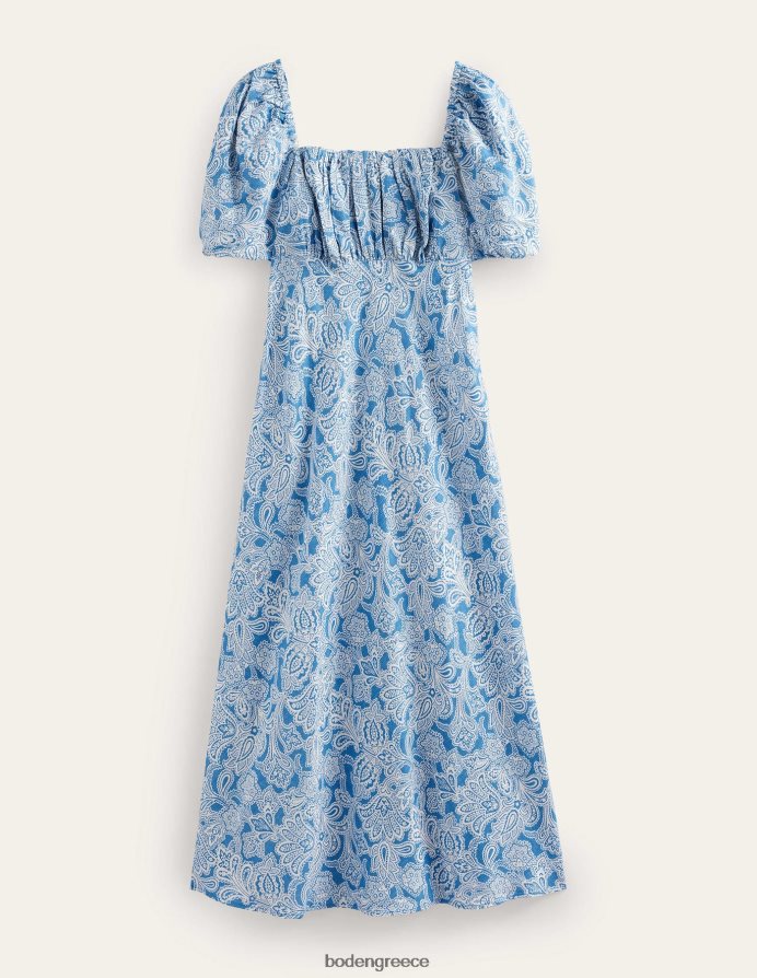 μπλε πορσελάνη & μπουμπούκι paisley είδη ένδυσης midi φόρεμα με μπούστο Boden γυναίκες 464PH81003