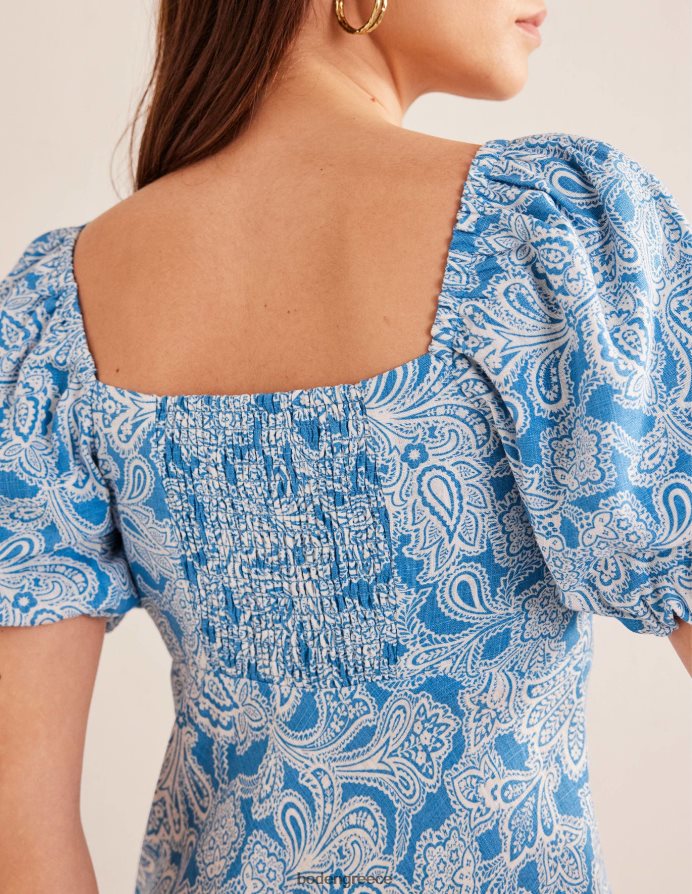 μπλε πορσελάνη & μπουμπούκι paisley είδη ένδυσης midi φόρεμα με μπούστο Boden γυναίκες 464PH81003