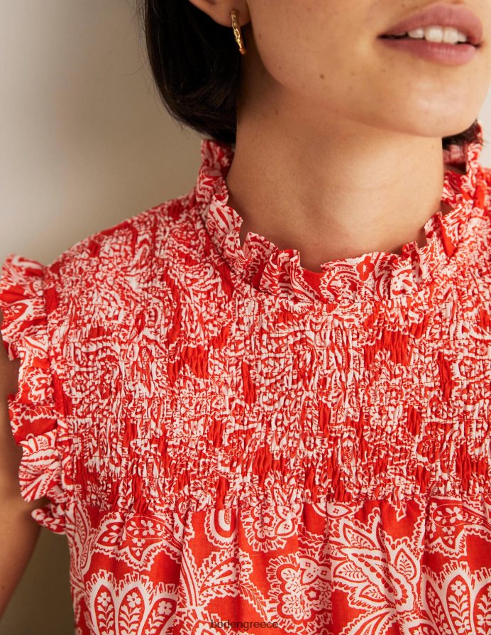 κροτίδα & μπουμπούκι paisley είδη ένδυσης αμάνικο smocked μίνι φόρεμα Boden γυναίκες 464PH82420