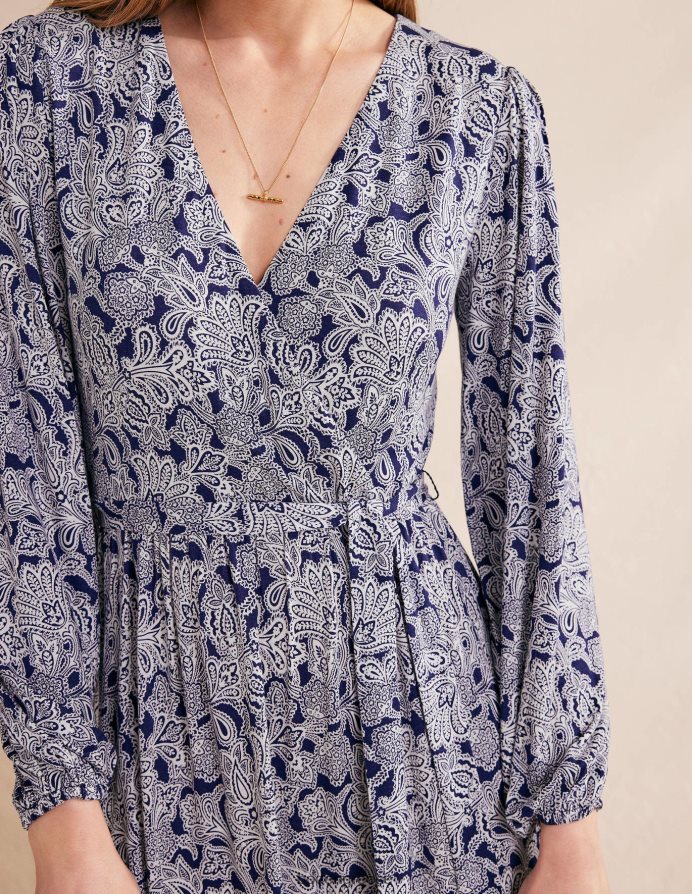 μπλε πρωσίας & μπουμπούκι paisley είδη ένδυσης πολυεπίπεδο wrap maxi φόρεμα Boden γυναίκες 464PH81009