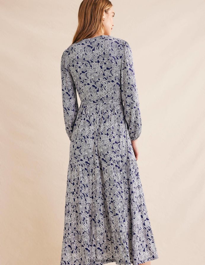 μπλε πρωσίας & μπουμπούκι paisley είδη ένδυσης πολυεπίπεδο wrap maxi φόρεμα Boden γυναίκες 464PH81009